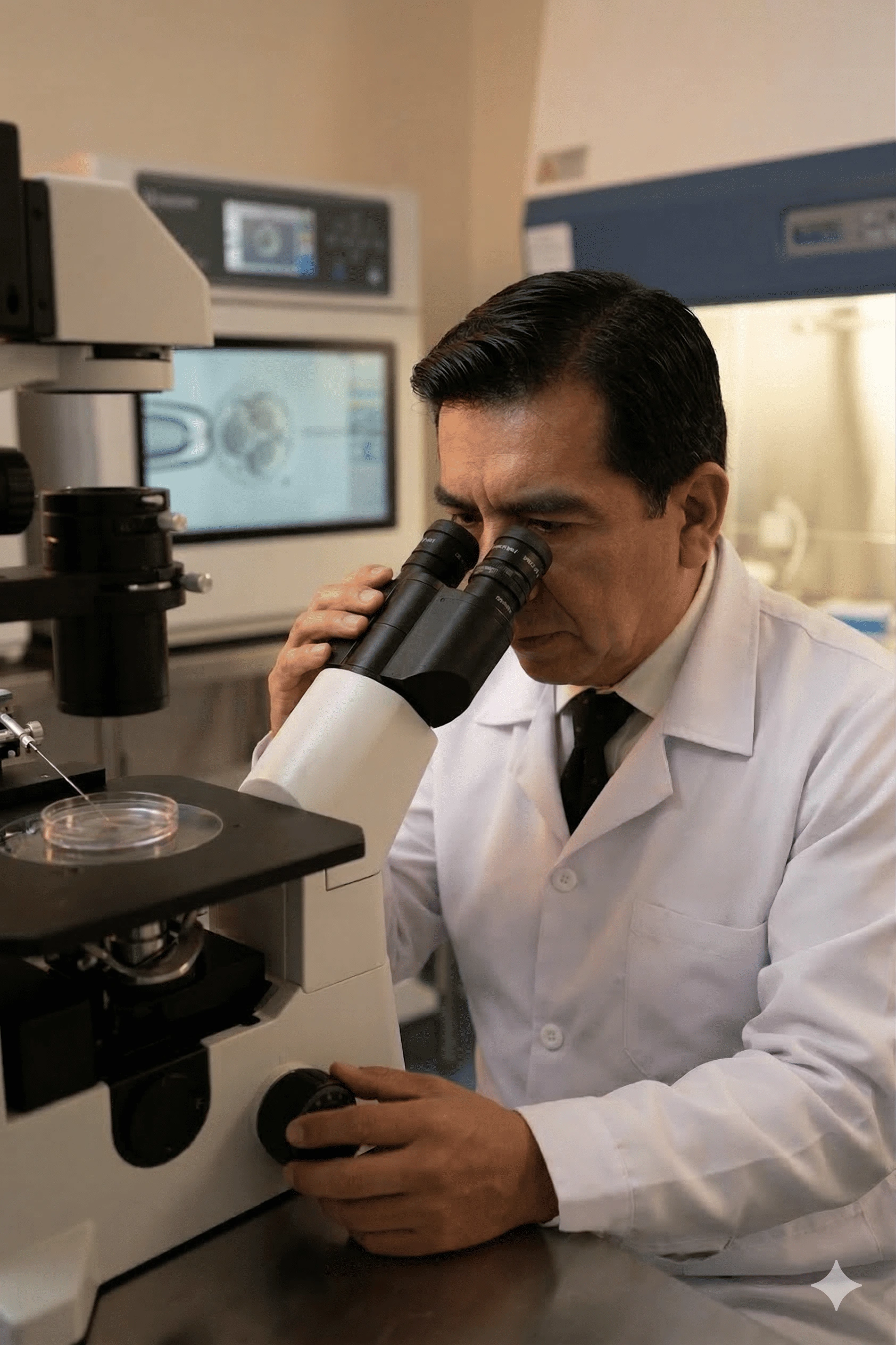 Doctor Miguel Motta, especialista en Fertilización In Vitro en Lima - Analizando muestras de laboratorio